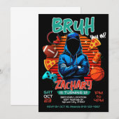 Bruh Birthday Gaming Invitation Kaart (Voorkant / Achterkant)