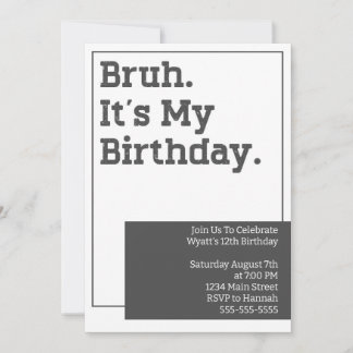Bruh Birthday Party Invitation Invite Sjabloon Kaart