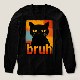 Bruh Black Cat Funny Retro Vintage Meme Tri-Blend Shirt