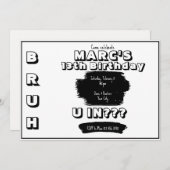 Bruh Black en White verjaardagsuitnodiging Aankondiging (Voorkant / Achterkant)