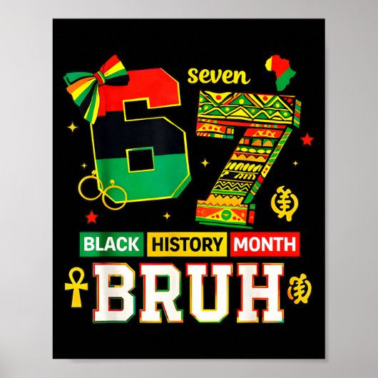 Bruh Black History Month Grappig Coquette 6 7 Meme Poster (Voorkant)