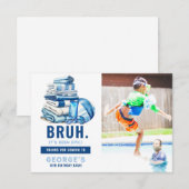 BRUH Blau Zwembad Feest Jongens Verjaardag  Bedankkaart (Voorkant / Achterkant)