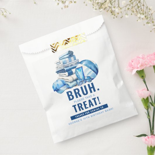 BRUH.. Blauw zwembad jongen verjaardag dank u Bedankzakje (Gezegeld)