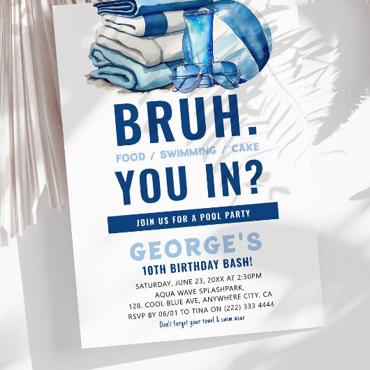 BRUH Blauwe Zwembad Feest Jongens Verjaardag  Kaart