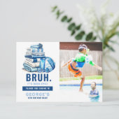 BRUH Blue Pool Party Boy Verjaardag Bedankkaart (Staand voorkant)