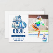 BRUH Blue Pool Party Boy Verjaardag Bedankkaart (Voorkant / Achterkant)