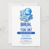 BRUH Blue Pool Party Boy Verjaardag Kaart (Voorkant)