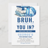 BRUH Blue Pool Party Boy Verjaardag Kaart (Voorkant)