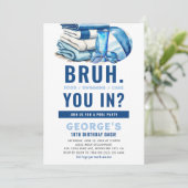 BRUH Blue Pool Party Boy Verjaardag Kaart (Staand voorkant)