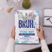 BRUH Blue Pool Party Boy Verjaardag Uitnodiging