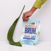 BRUH Blue Pool Party Boy Verjaardag Uitnodiging