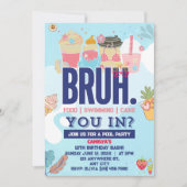 BRUH Blue Pool Party Boy Verjaardag Uitnodiging (Voorkant)