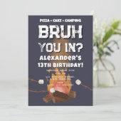 Bruh Boy Birthday Party Teenager Campfire Camping Kaart (Staand voorkant)