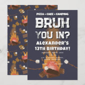 Bruh Boy Birthday Party Teenager Campfire Camping Kaart (Voorkant / Achterkant)