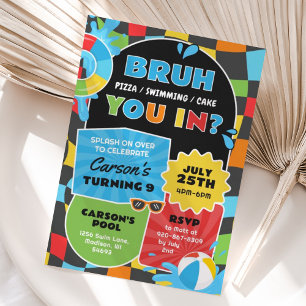 Bruh Boy Pool Party Verjaardag Trendy Kaart