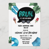 Bruh Boy Pool Party voor Teen Tween Uitnodiging (Voorkant / Achterkant)
