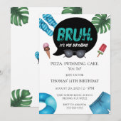 Bruh Boy Pool Party voor Teen Tween Uitnodiging (Voorkant / Achterkant)