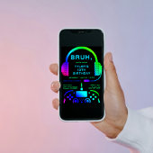 Bruh Boy Tiener Verjaardag Neon Video Game Party Kaart