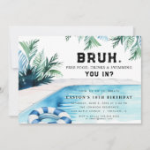 Bruh boy zwembad party verjaardagsfeestje kaart (Voorkant)