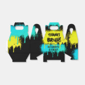 Bruh Boy's Birthday Neon Graffiti Geel Blauwgroen Bedankdoosjes (Uitgevouwen)