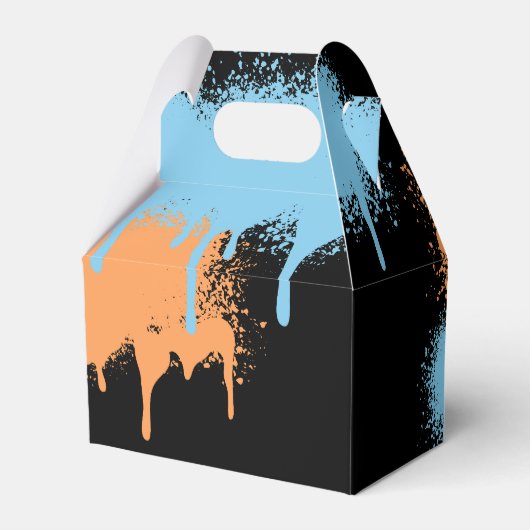 Bruh Boy's Birthday Neon Graffiti Sinaasappel Blau Bedankdoosjes (Achterkant)