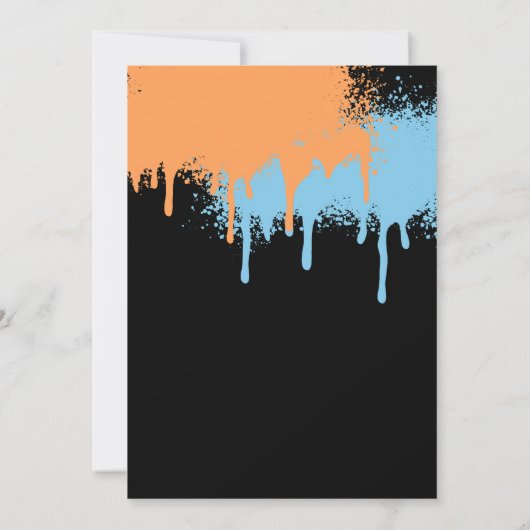 Bruh Boy's Birthday Neon Graffiti Sinaasappel Blau Kaart (Achterkant)