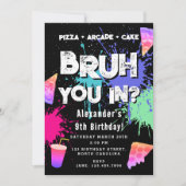 Bruh Boy's Birthday Neon Graffiti Teenager Pizza Kaart (Voorkant)