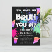 Bruh Boy's Birthday Neon Graffiti Teenager Pizza Kaart (Staand voorkant)