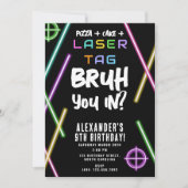 Bruh Boy's Birthday Neon Laser Tag Kaart (Voorkant)
