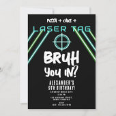Bruh Boy's Birthday Neon Laser Tag Kaart (Voorkant)
