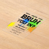 Bruh Boy's Birthday Party Neon Graffiti Teenager Acryl Uitnodigingen (Laagn)