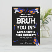 Bruh Boy's Birthday Party Teenager Dart Gun Battle Kaart (Staand voorkant)