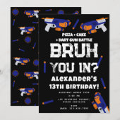 Bruh Boy's Birthday Party Teenager Dart Gun Battle Kaart (Voorkant / Achterkant)