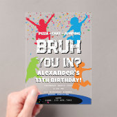 Bruh Boy's Birthday Party Teenager Jump Trampoline Acryl Uitnodigingen (Insitu (Draagbaar))