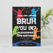 Bruh Boy's Birthday Party Teenager Jump Trampoline Kaart (Staand voorkant)