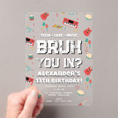 Bruh Boy's Birthday Party Teenager Music Band Acryl Uitnodigingen (Insitu (Draagbaar))