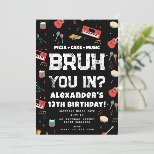 Bruh Boy's Birthday Party Teenager Music Band Kaart (Staand voorkant)