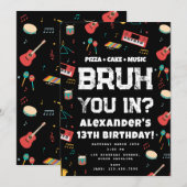 Bruh Boy's Birthday Party Teenager Music Band Kaart (Voorkant / Achterkant)