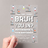 Bruh Boy's Birthday Party Teenager Science Theme Acryl Uitnodigingen (Insitu (Draagbaar))