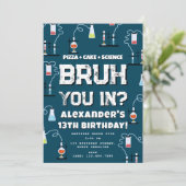 Bruh Boy's Birthday Party Teenager Science Theme Kaart (Staand voorkant)