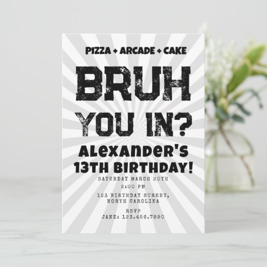 Bruh Boy's Birthday Party Teenager Teen Boy Kaart (Staand voorkant)