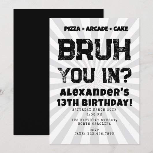 Bruh Boy's Birthday Party Teenager Teen Boy Kaart (Voorkant / Achterkant)