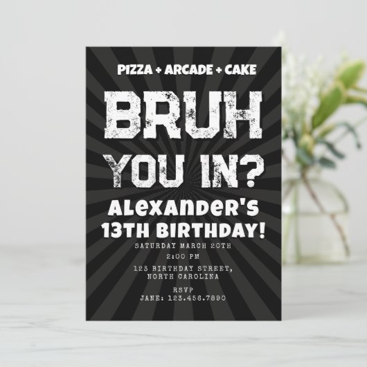 Bruh Boy's Birthday Party Teenager Teen Boy Kaart (Staand voorkant)