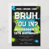 Bruh Boy's Birthday Party Teenager Teen Boy Neon Kaart (Voorkant)