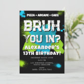 Bruh Boy's Birthday Party Teenager Teen Boy Neon Kaart (Staand voorkant)