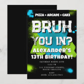 Bruh Boy's Birthday Party Teenager Teen Boy Neon Kaart (Voorkant / Achterkant)