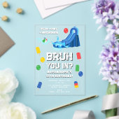 Bruh Boy's Birthday Party Teenager Waterslide Acryl Uitnodigingen (Insitu (Huwelijk))