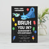 Bruh Boy's Birthday Party Teenager Waterslide Kaart (Staand voorkant)