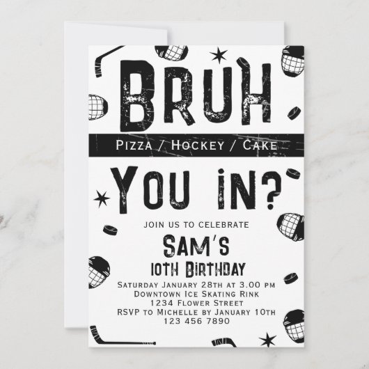 Bruh Boys IJshockey Kids Verjaardagsfeest Kaart (Voorkant)