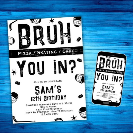 Bruh Boys IJshockey Kids Verjaardagsfeest Kaart